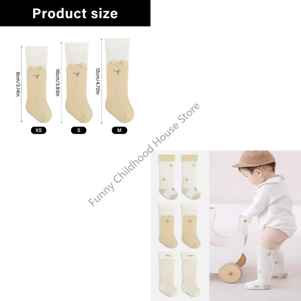 D0LA 3 pares bebés cómodos elásticos calcetines algodón tubo largo para aventura otoño para talón reforzado