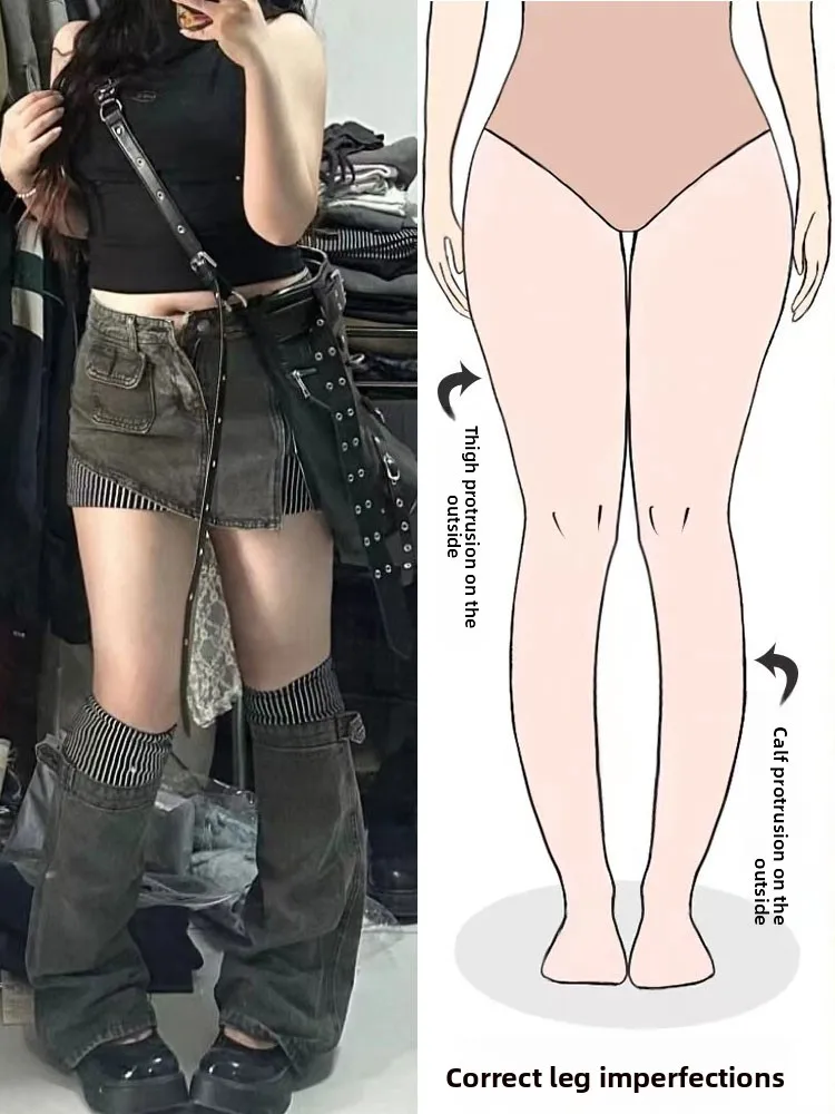 

Американский ретро-комплект из джинсовой юбки с полосатыми вставками и коротких леггинсов, с высокой талией, А-силуэт, для женщин, летний, повседневный