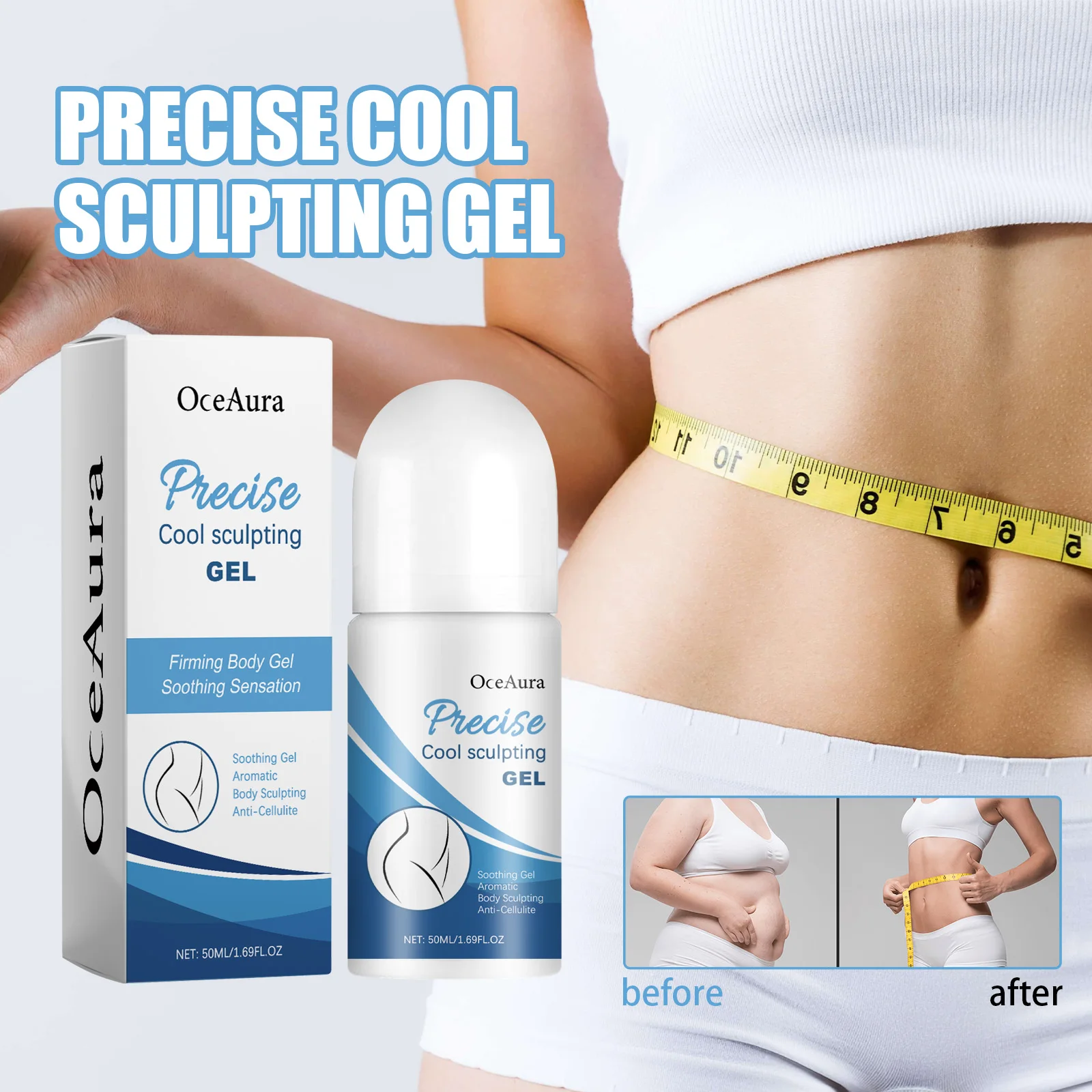 

Oceaura 50ml Shaping Body Gel Roller Ball Slimming Firming Thigh Waist Fat Burning Weight Lose Body Care Body Sculpting Gel