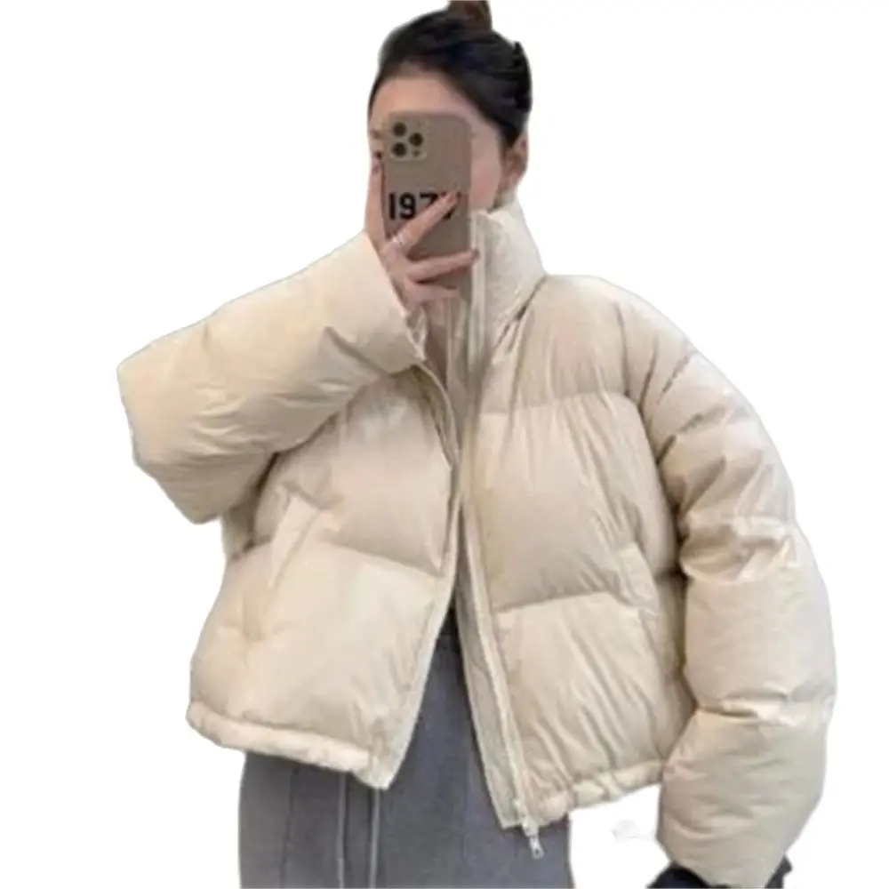 Black Parkas Crop Puffy Coats Women Fashion Korean Winter Slim Thick Warm Simple Shorts Coats Streetwear All Match Chic Jacket