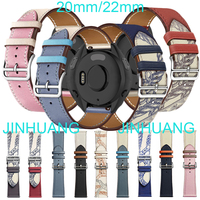 Leather Strap For ticwatch pro3 ultra E3 E2 S2 luxury WatchBand For Mobvoi GTH2 GTA GTX GTK GTW Paintings Bracelet