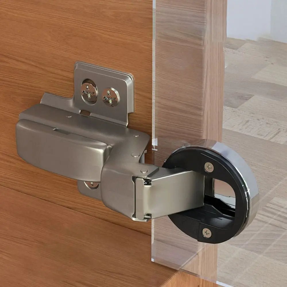 Cold-rolled Steel Glass Door Buffer Hinge Hydraulic Buffer Damping Cabinet Hinge Clip Connector Round Head