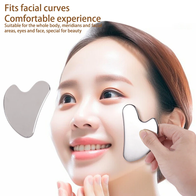 Guasha pengikis wajah Stainless Steel Gua Sha pijat tubuh leher punggung alat kecantikan penghilang stres kulit Scraping getah bening pijat detoks