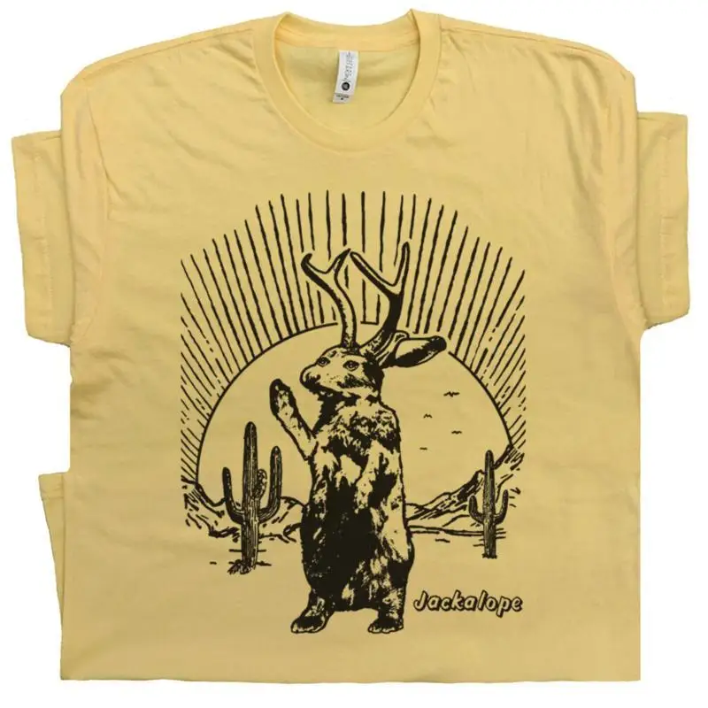 Jackalope T Shirt Cool Vintage Weird Jackrabbit Santa Fe Cactus Cryptid