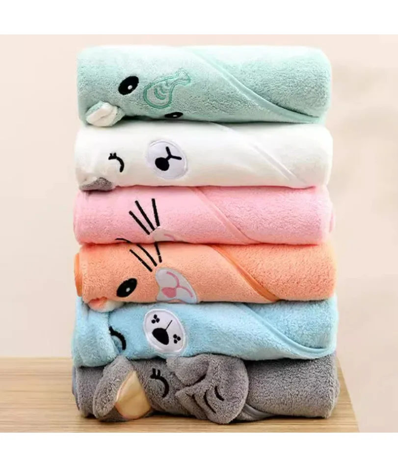 

Cute Bath Towel for Baby Soft Absorbent Towel Newborn Swaddle Wrap Baby Blankets for Girls Boys