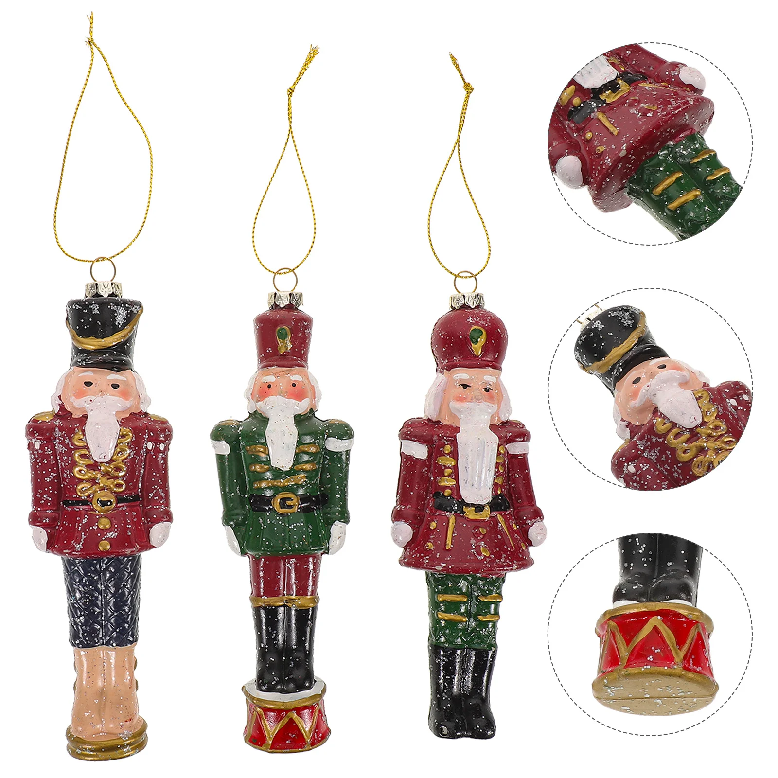 

3pcs Christmas Tree Ornaments Nutcracker Soldier Hanging Decorations Holiday Xmas Plastic Figurines Decorative