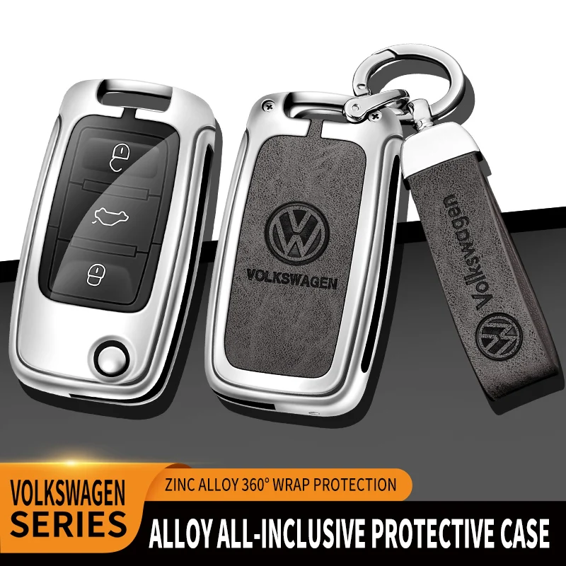 Car TPU Zinc Alloy Key Case Bag Car KeyChain Metal Key Shell For Volkswagen VW Polo Tiguan Golf 4 5 Jetta Beetle Scirocco Passat