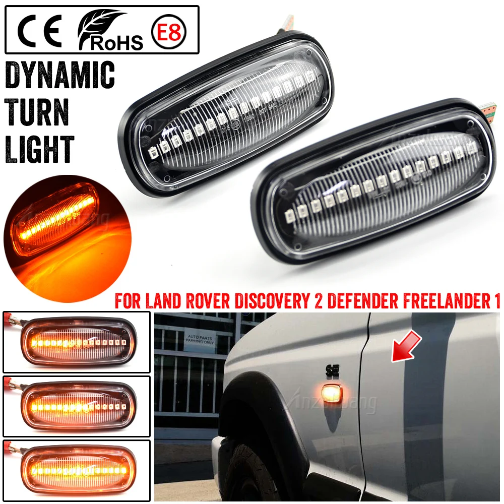 LED Sequential Side Marker Lights Dynamic Turn Signal Blinker Sidemarker Lamps for Land Rover Discovery Freelander Defender