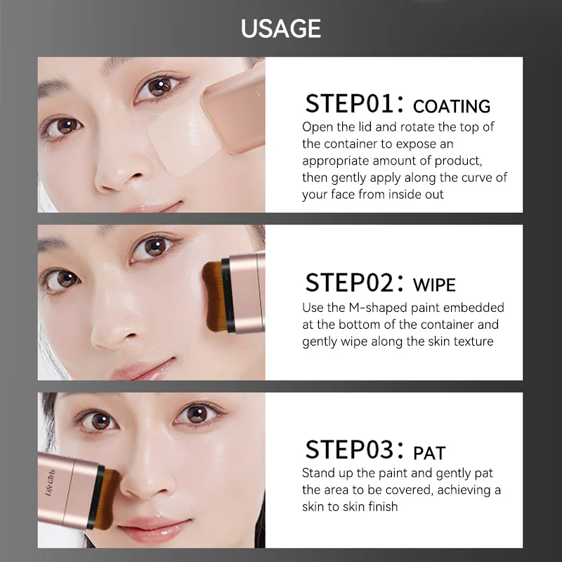 Fondotinta idratante Stick Correttore viso duraturo Stick crema Copertura completa Base viso impermeabile Trucco Cosmetici impeccabili