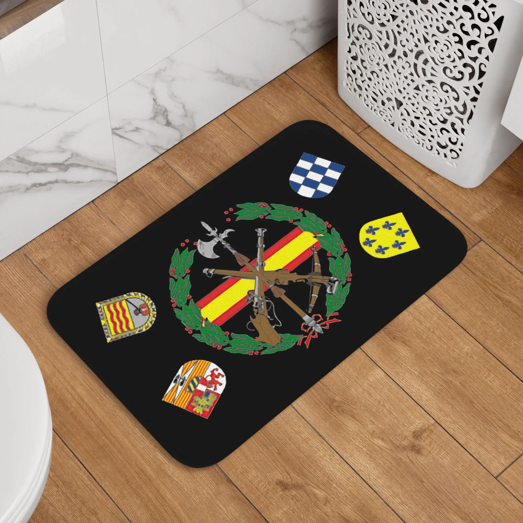 Spanish Legion Door Floor Bath Kitchen Mats Anti-Slip Indoor Spain Coat of Arms Doormat Garden Entrance Rug Carpet Footpad
