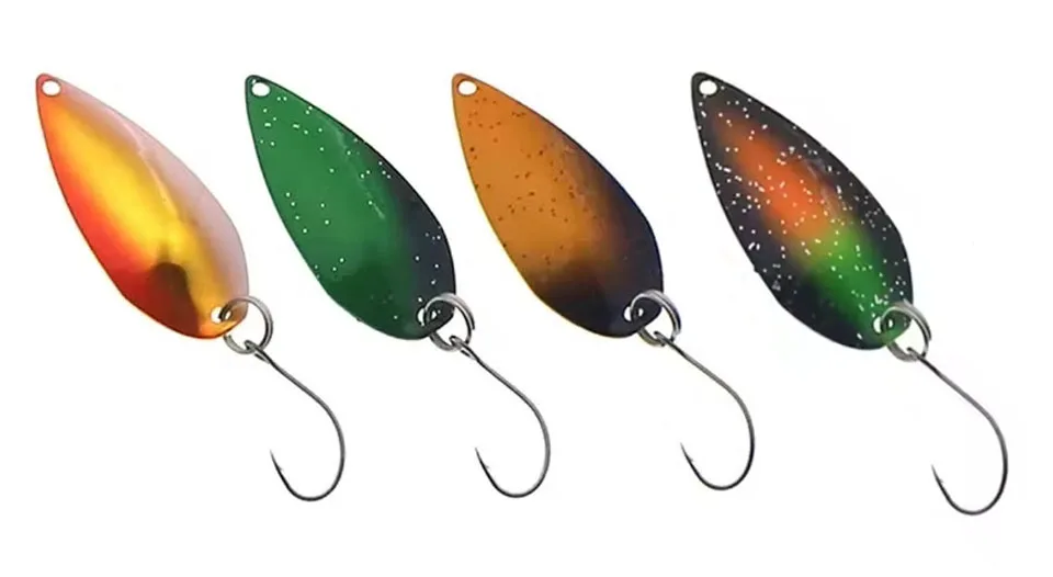 4 Stück/Beutel 2,2g Metall-Löffel-Forellenköder-Set mit Einzelhaken, Mikro-Wobbler-Köder, künstlicher Wurfköder für Barsch und Hecht – Detail 1