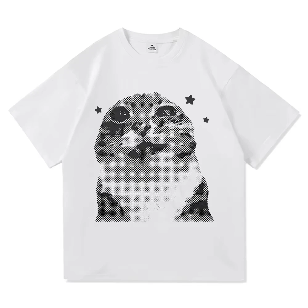 Harajuku Style Y2K Graphic Tee With Funny Cat Meme And Slogan I Don't Think So I Don't Exist T-Shirt