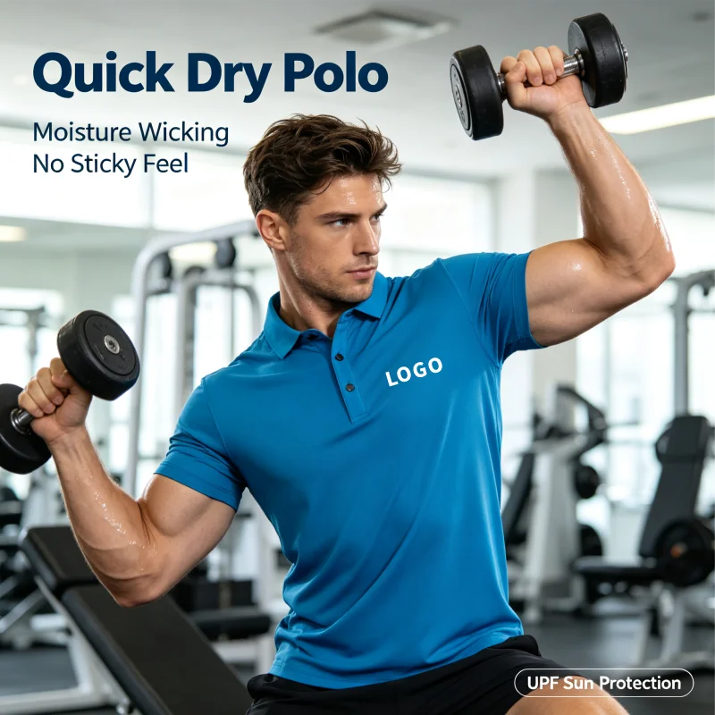 Quick Dry Polo Shirt Running Workout Moisture Wicking Lightweight Athletic Polo
