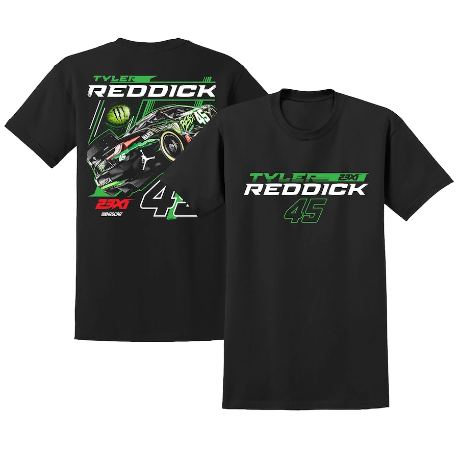 Tyler Reddick 45 Men\'s T-Shirt Motor Sports Racing Black Tops Classic Cotton Crew neck Short Sleeve T Shirt for Men Clothing