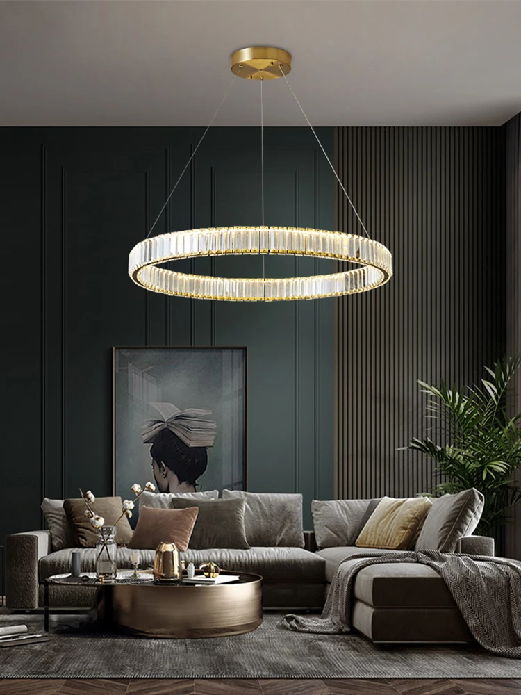 IRALAN plafondhanglamp luxe kristallen ring kroonluchter plafondverlichting met afstandsbediening dimbare slaapkamer woonkamer lamp - afbeelding 2