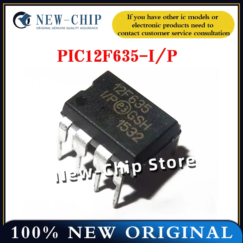 2PCS-50PCS/LOT  PIC12F635-I/P  Screen printing 12F635  DIP-8  Microcontroller chip  New original  PIC12F635-I
