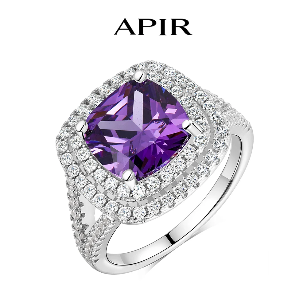 

Кольцо из серебра 925 пробы с цирконом 5А огранки «кушон» 9*9 мм, аквамарином/александритом/опалом, обручальное/свадебное украшение, подарок