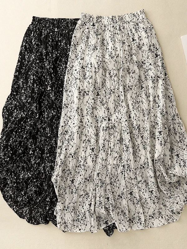 

Summer Vintage High Waist A-Line Pleated Skirt plus Size Women's Gown Draping Slimming Skirts Korean Style Commute