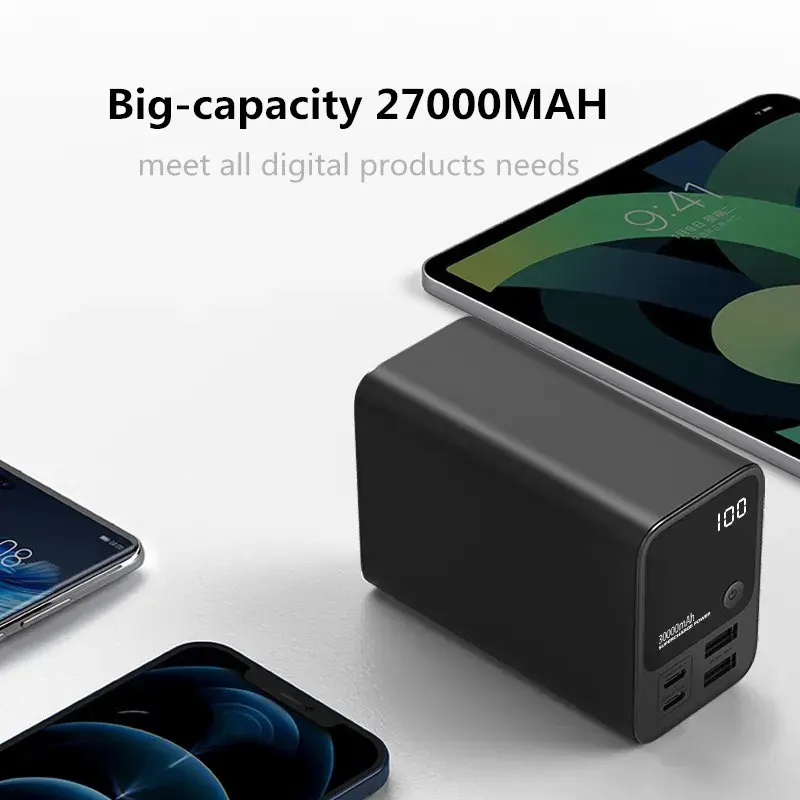 High power power bank PD 200W 27000MAH 5V 9V 12V 15V 20V 5A USB QC4.0 Super Charge VOOC Li-polymer battery