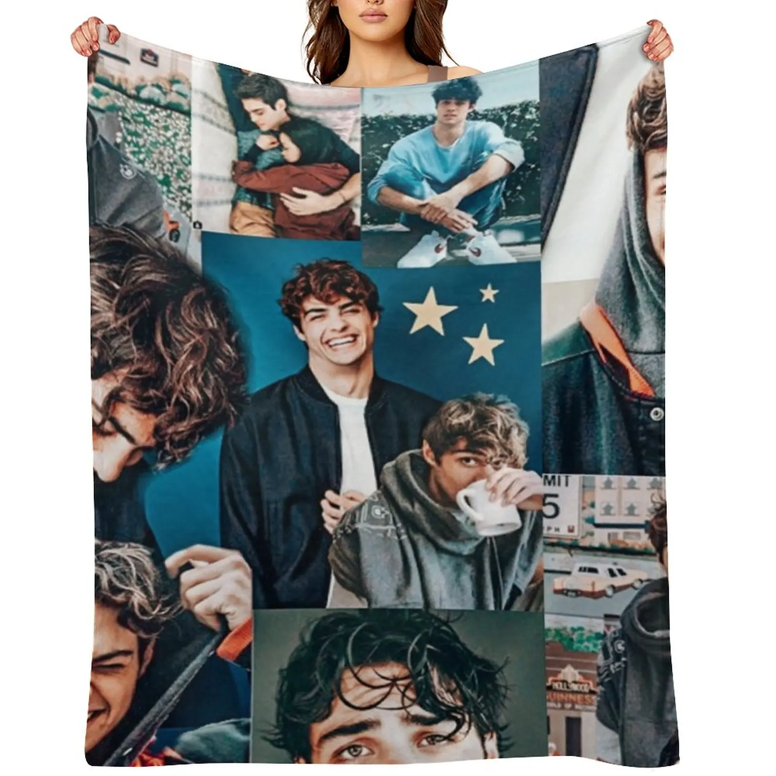 

Noah Centineo, Peter Kavinsky collage phone case Throw Blanket blankets and throws Vintage Cute Plaid Soft Plush Plaid Blankets