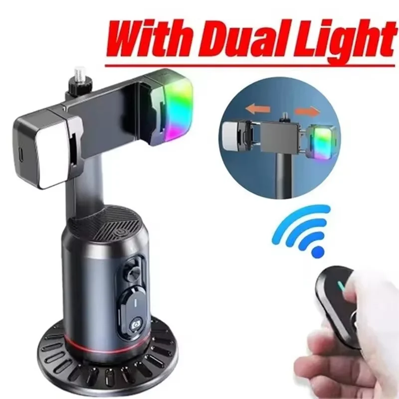

-A96P Q02 360° Rotation Gimbal Stabilizer Selfie Stick Desktop Face Tracking Gimbal With Remote Shutter Holder Bluetooth Light
