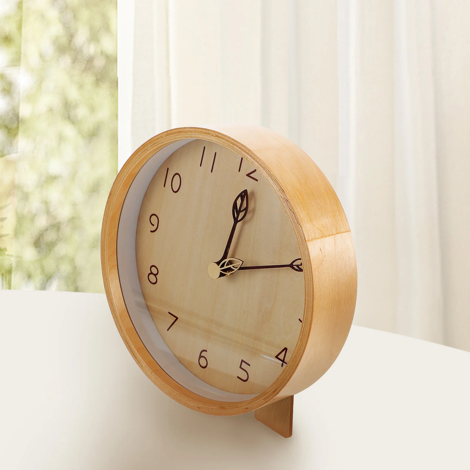 

Log Clock Family Gift Desktop Decorative Old Fashioned Silent Wood Small for Ornament Mute