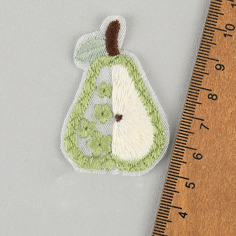 10 Stück Apfel-Frucht-Spitzenstickerei-Applikationen für DIY-Kleidung, Haarspangen, Taschen, Schuhe, Blumendekorationen, Aufnäher – Detail 6