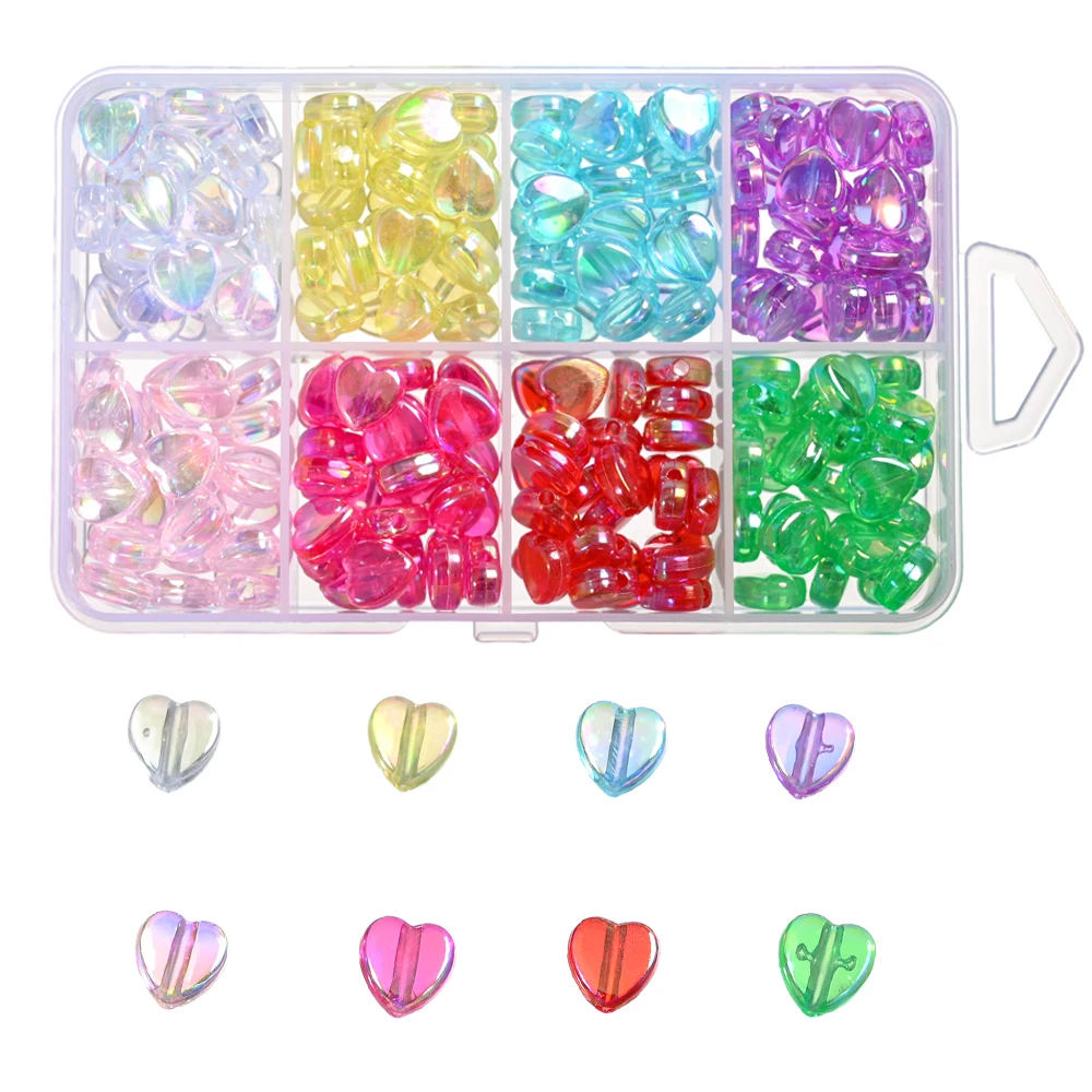 280pcs/Box 8 Colors Colorful Heart Beads Loose Spacer Acrylic Beads For Jewelry Making Supplies Diy Bracelet Necklace