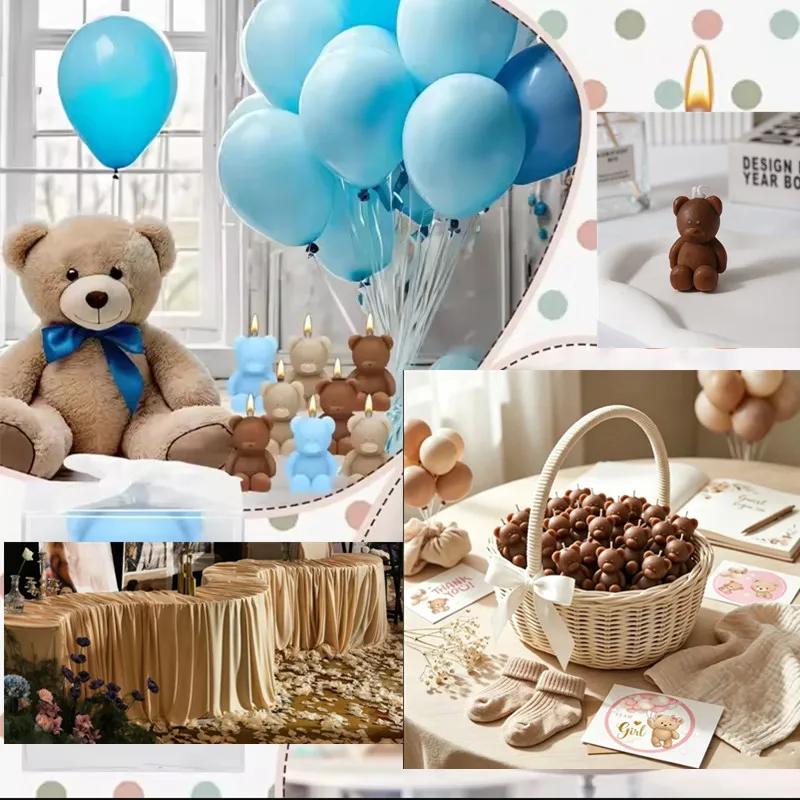 50PCS Shower Candle Shower Favors for Guest Bear Party Favors Baby Shower Candles Bulk for Gifts Favors Party