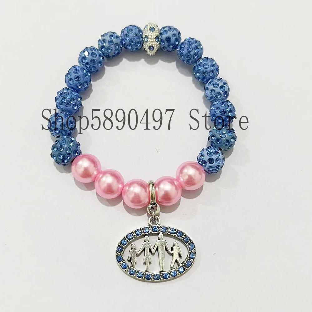 University Greek alphabet Society Pink Blue Jack&Jill Fellowship Pendant Bracelet