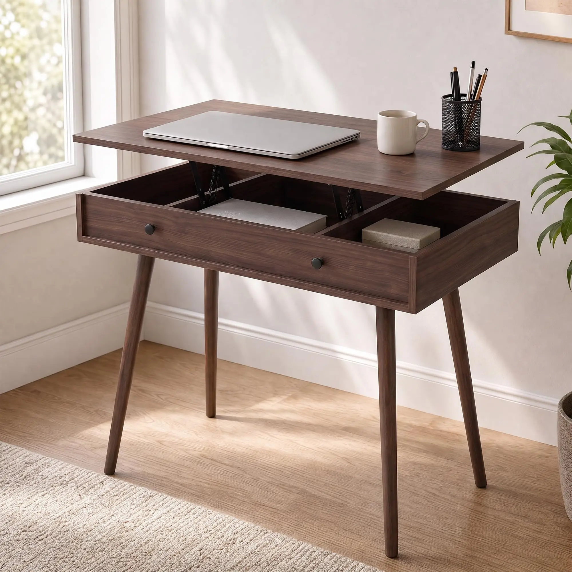 Lift Top Computer Desk Writing Desk With Hidden Storage