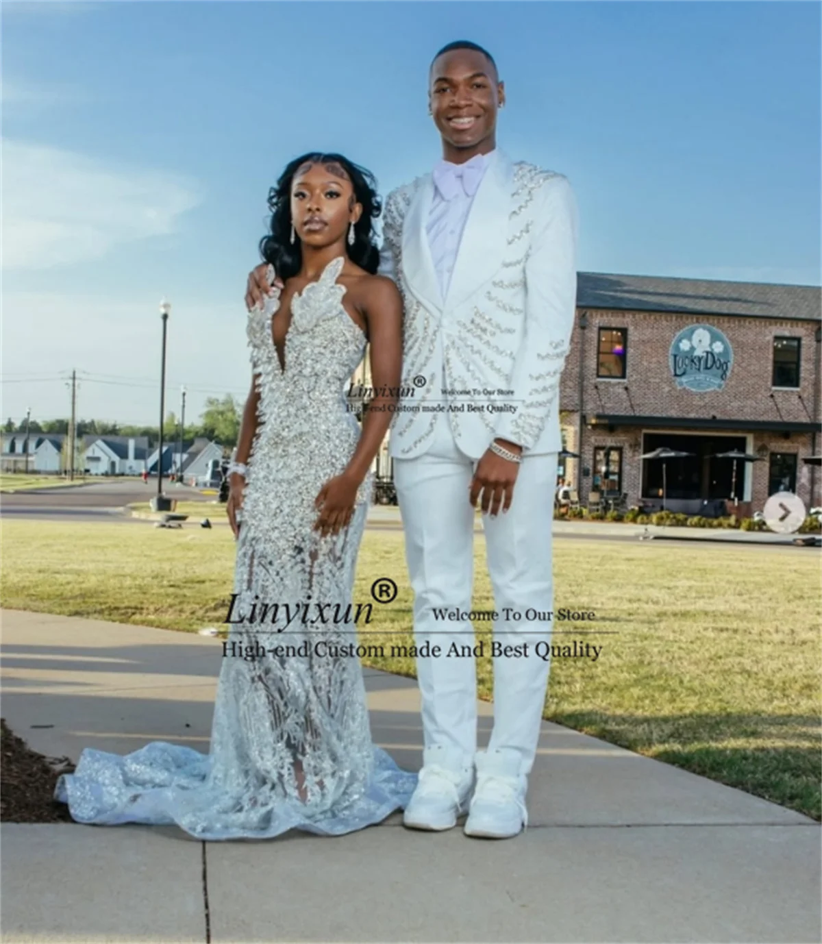 

Luxury Beaded Crystal Men Suits Slim Fit Groom Wear Tuxedos 2 Pieces Sets Wedding Prom Blazers Business ropa hombre Customized