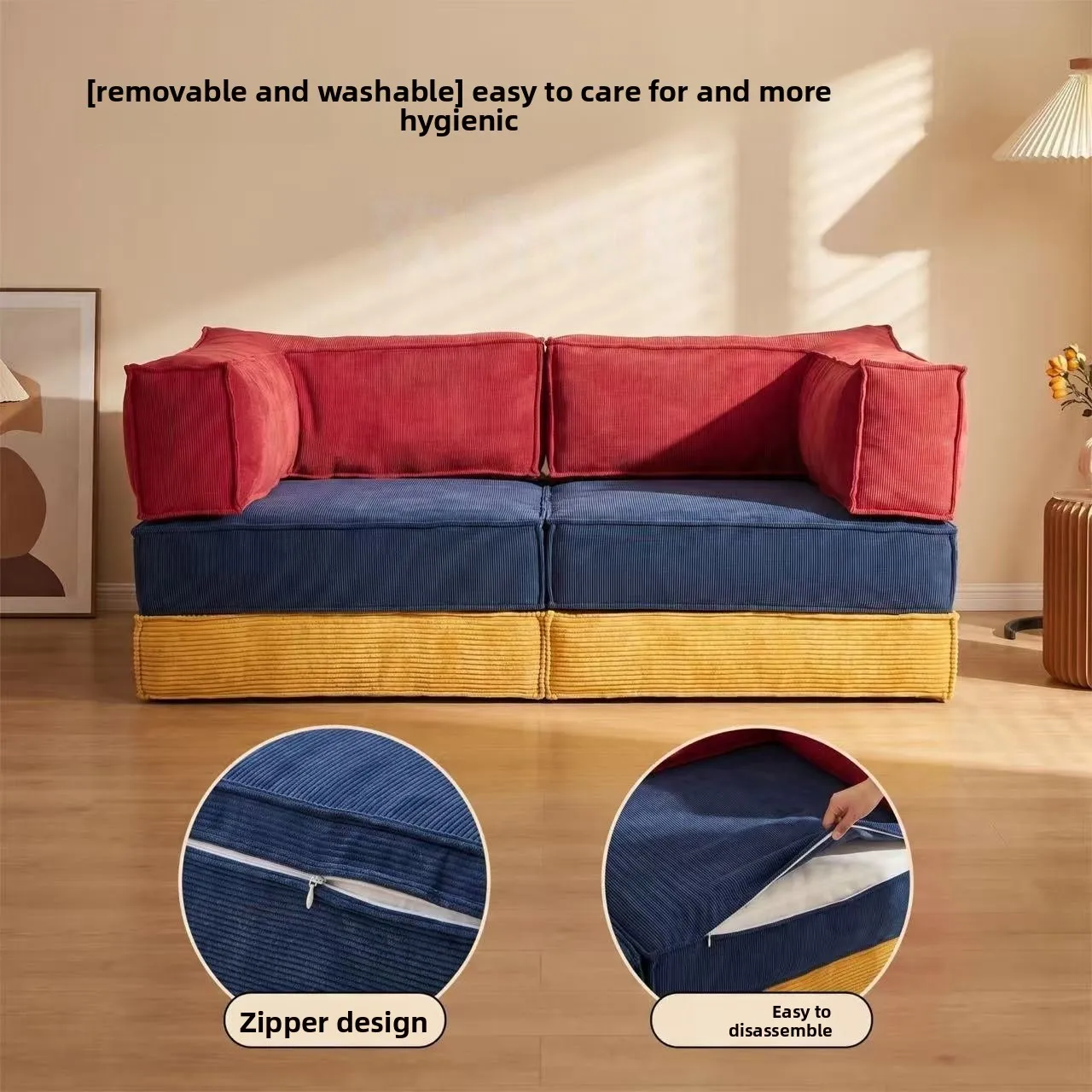 2026 New Patchwork Modular Sofa Bed Multifunctional Folding Dual‑Use Pudding Sofa Lazy Couch for Small Space Home Office