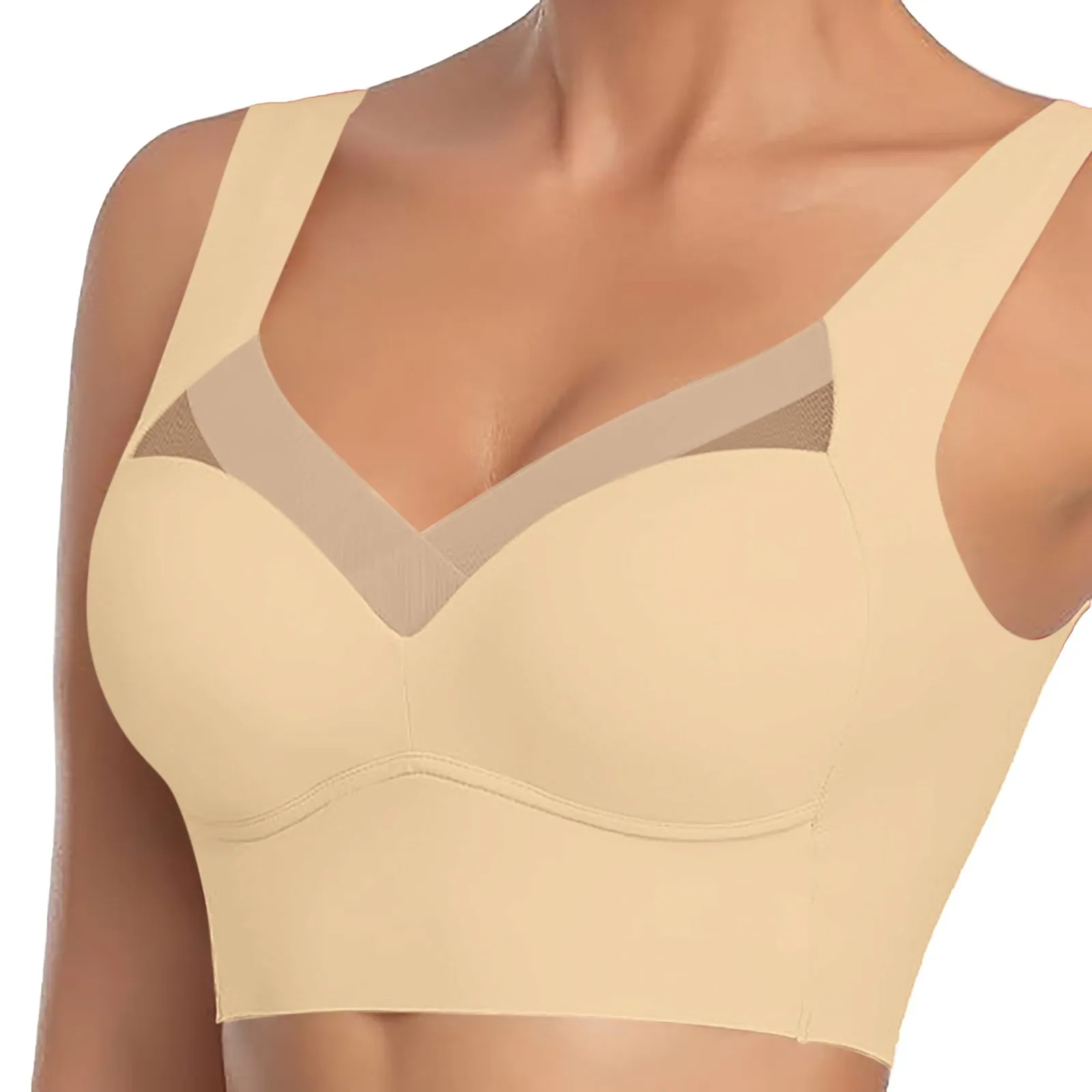 

Women'S Plus-Size Lace Bra No Underwire Side Retraction Adjustable Bra Thin Vest Bra High Elastic Comfortable Breathable Bra