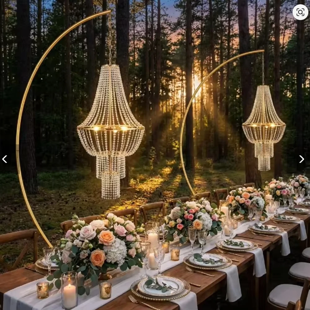 4-10pcs  Wedding Props Luxury Party Events Stage wireless battery Lights Chandelier Centerpiece Decor Backdrop Wedding