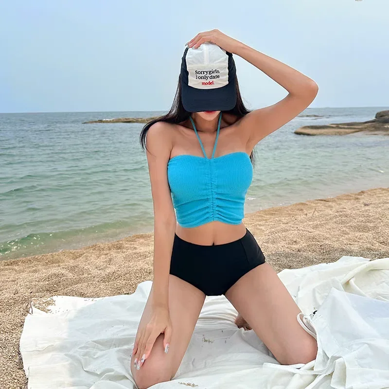 Ein Bikini-Badeanzug mit hoher Taille für Damen, Ins Sle, sexy, kleine Brust, vertuschen, luxuriös, Vaion Hot Spring Soaking e Sepa...