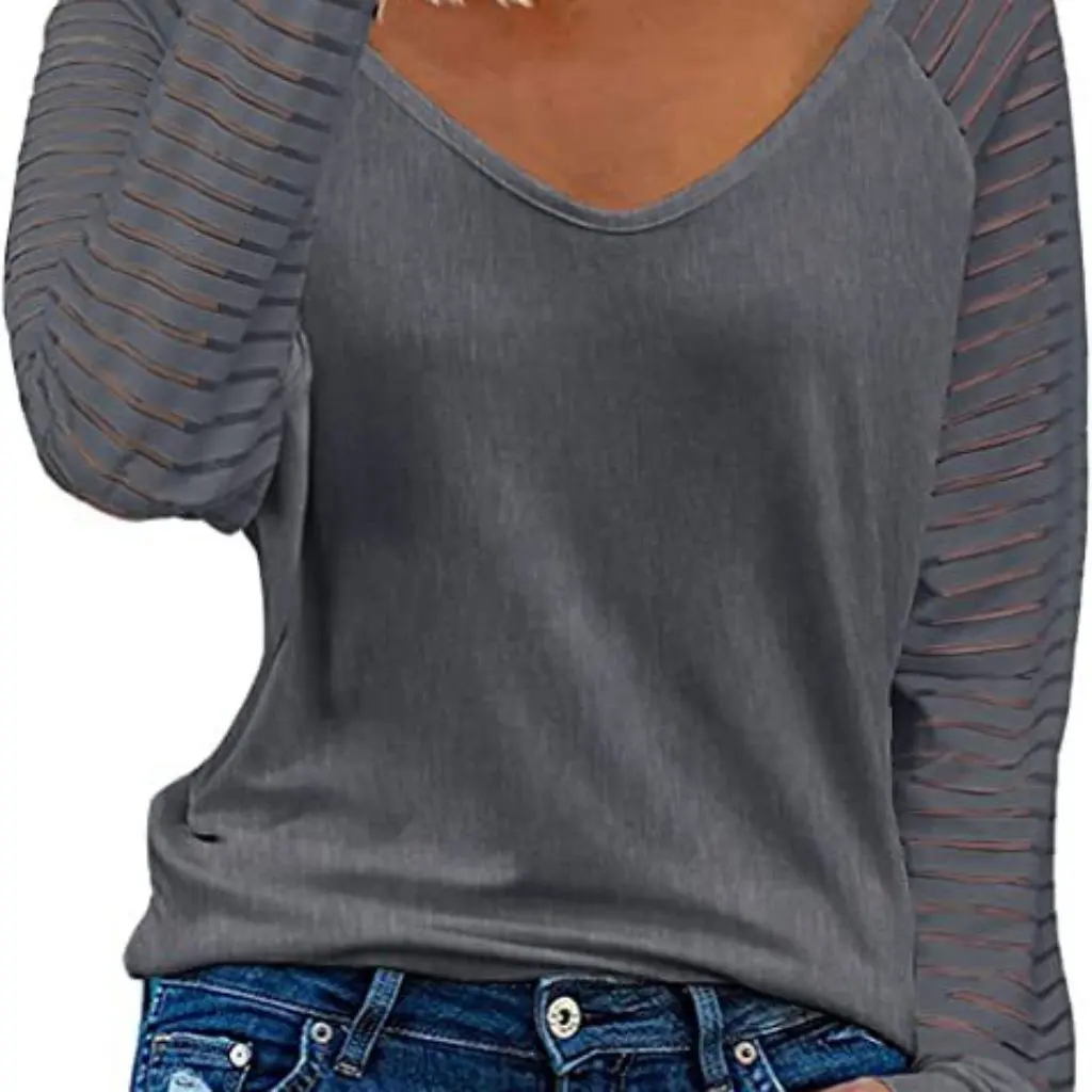 

Women's Long-Sleeved Striped Shirt Casual Loose T-Shirt Autumn Winter New Stitching Detail Popular Style