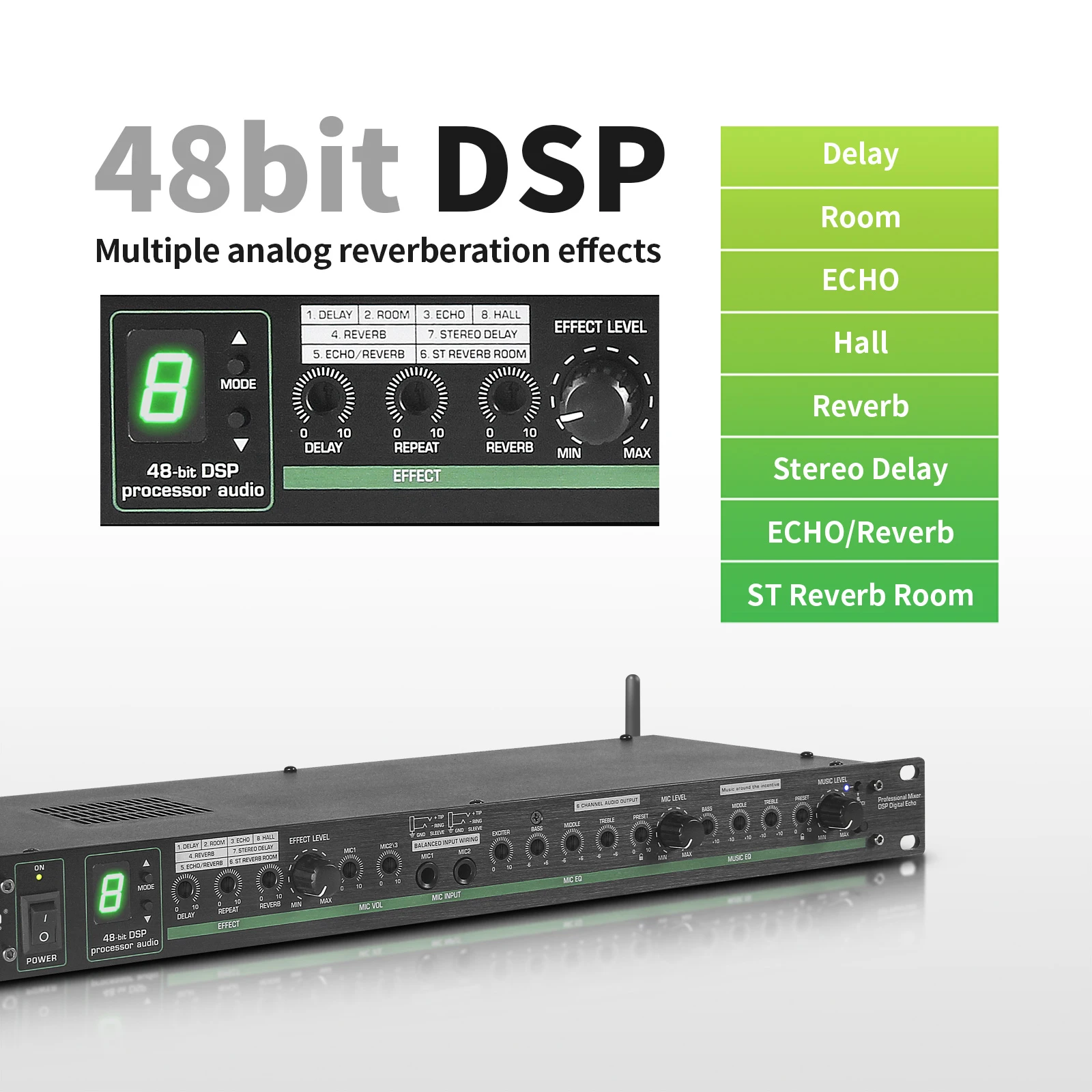 Debra-G51 Reverb Controlador Pré-Processador, Anti-Squeal, Bluetooth 5.0, 48 Bit DSP, para Palco, Igreja, Orquestra