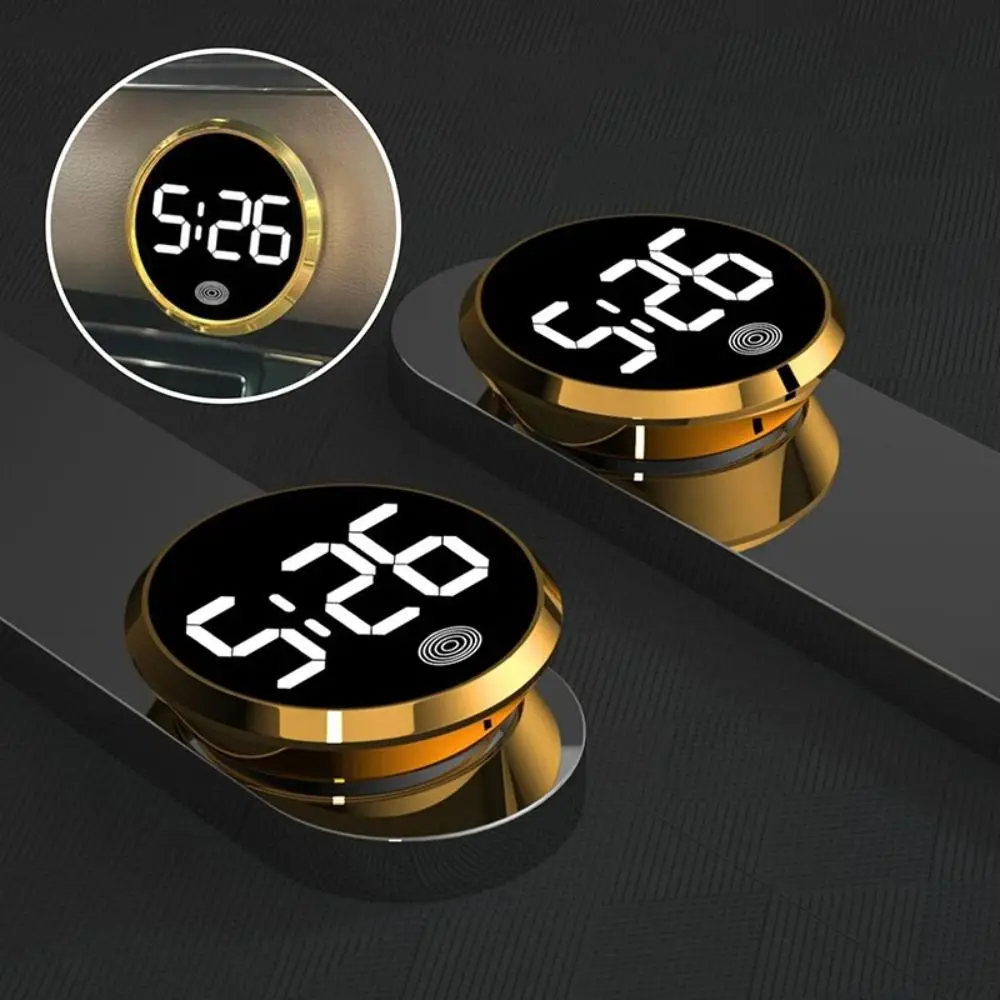 Touch-Activated Car Dashboard Clock LED Time Display Mini LED Electronic Watch Novelty Mute Luminous Car Clock Home/Office