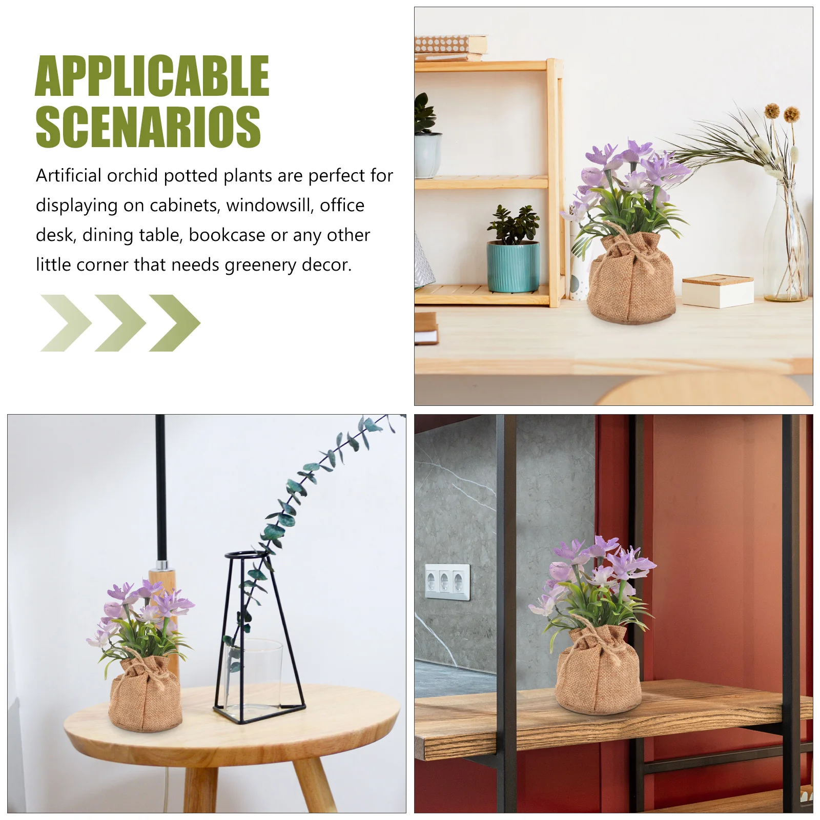 

2 Pcs Purple Phalaenopsis Ornaments Artificial Potted Plants Orchid Flower Decoration Flowers with Faux Arrangements