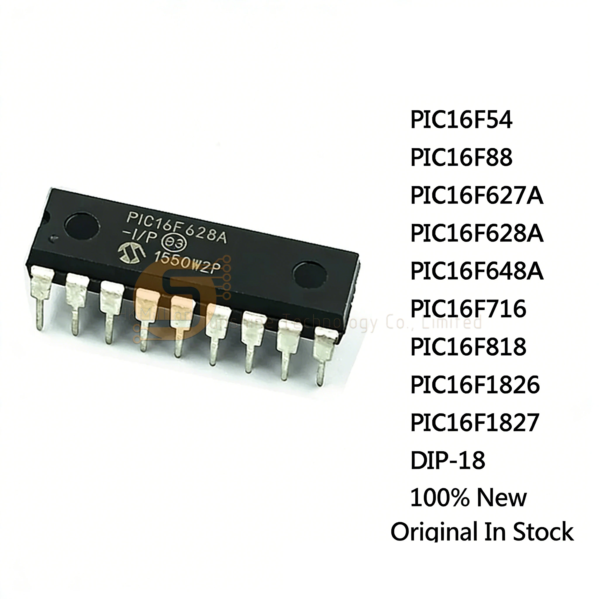 5Pcs PIC16F54 PIC16F88 PIC16F627A PIC16F628A PIC16F648A PIC16F716 PIC16F818 PIC16F1826 PIC16F1827 -I/P DIP-18 IC Chip