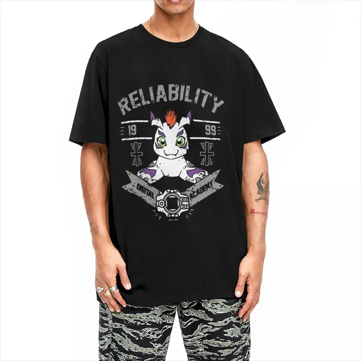 Reliability Academy T-Shirts for Men Women Digimon Nostalgic Anime Casual Pure Cotton Tee Shirt Round Collar Summer Clothes