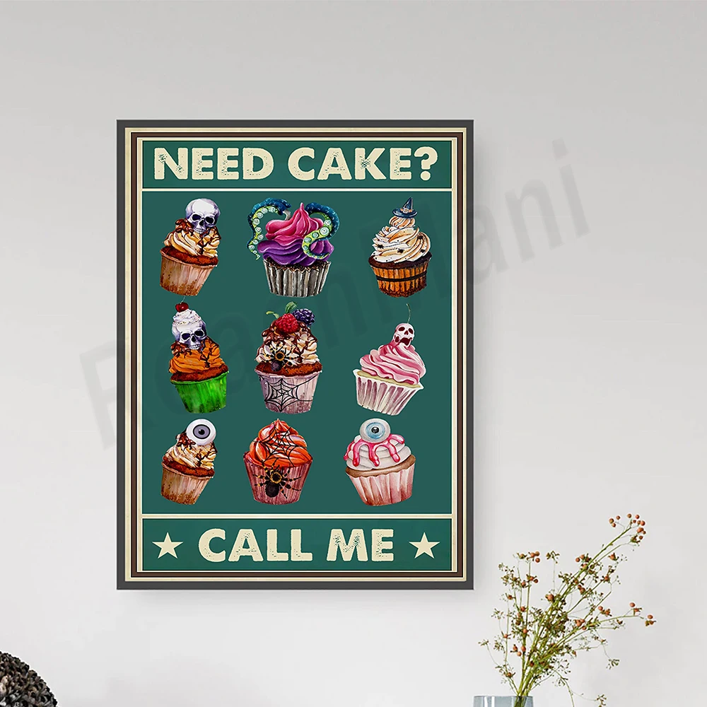 

Funny Need a Cupcake Call Me Vintage Poster, Funny Baking Vintage Poster, Horror Cupcake Baking Canvas Poster Decoration