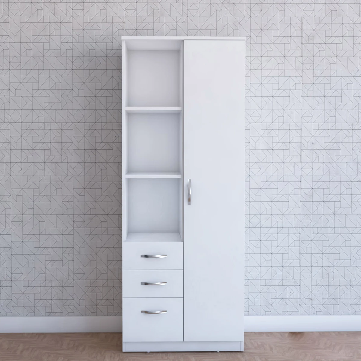 al-Cheaper Price White Color Factory Supply Top Selling Modern High Quality White Solid Wooden Frame Storage Wardrobe