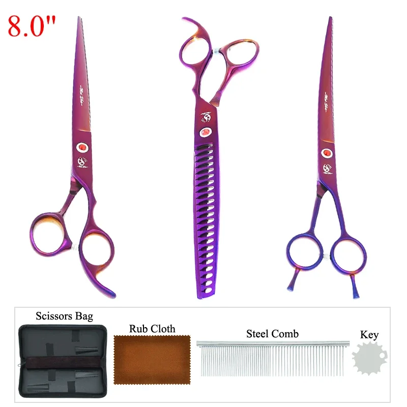 8 inch Meisha Japan Steel Dog Cat Grooming Scissors 3 Pieces Pet Hair Shears Set with Bag Animals Steel Comb Haircut Tool B0046A