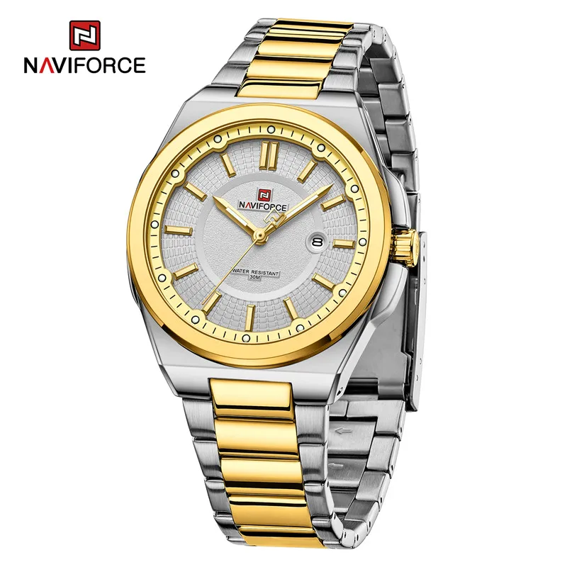 Naviforce Watch for Men Stainless Steel Waterproof Military Fashion Male Wristwatch Quartz Date Clock Luminous Relogio Masculino