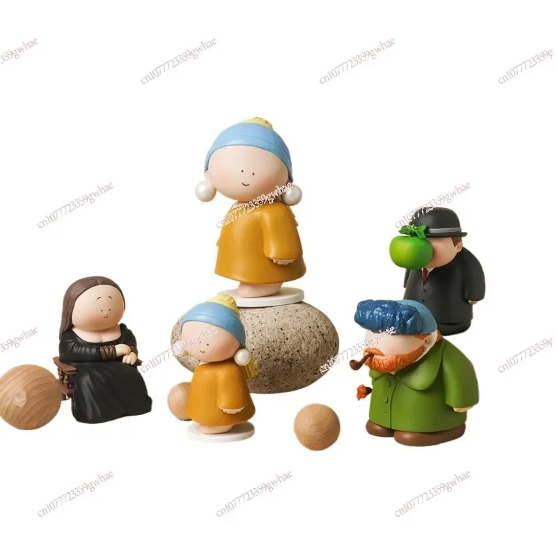 The Flute Boys Van Gogh Mona Lisa The Girl with The Pearl Home Room Easter Decoration Accessories Figurines Interior Ornaments