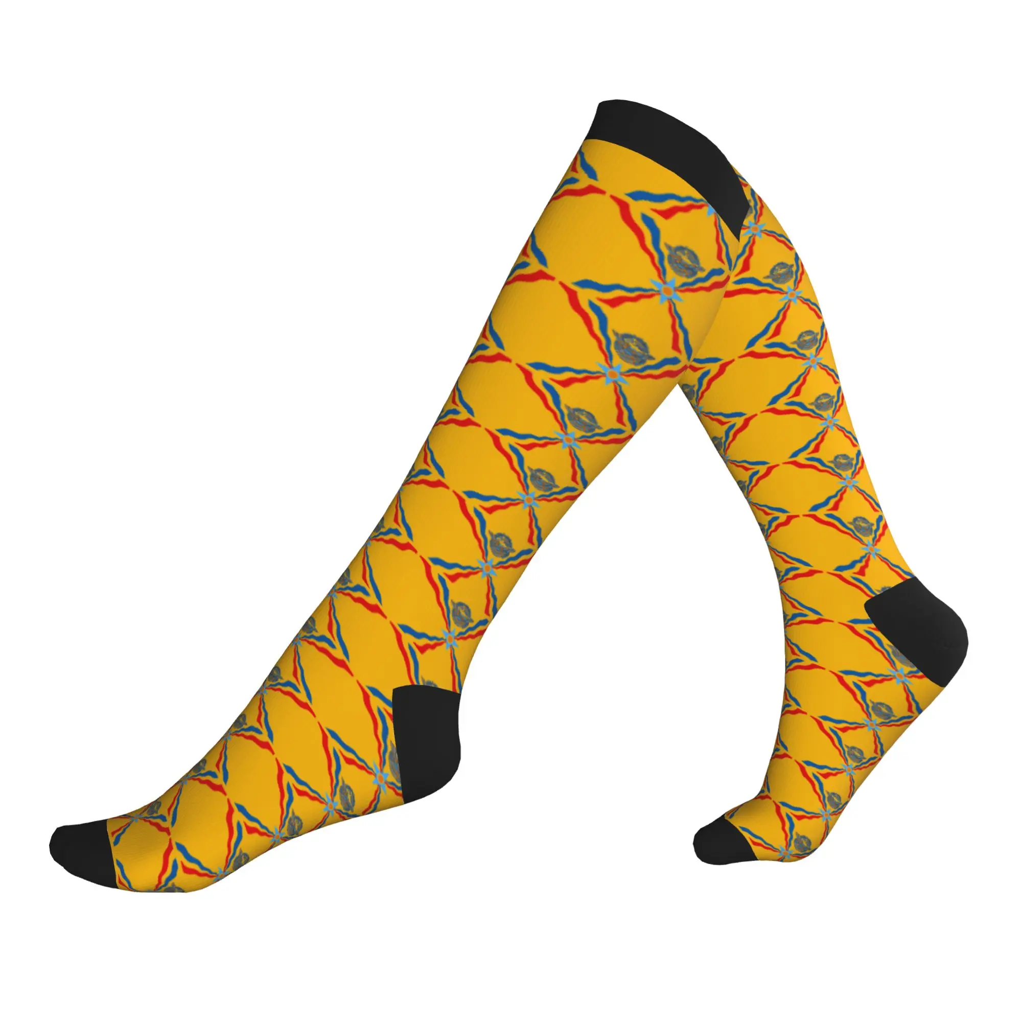 

Syria Assyrian Flag Suryoyo Logo Men's Sports Compression Socks Unisex Fashion 3D Print Dress Socks