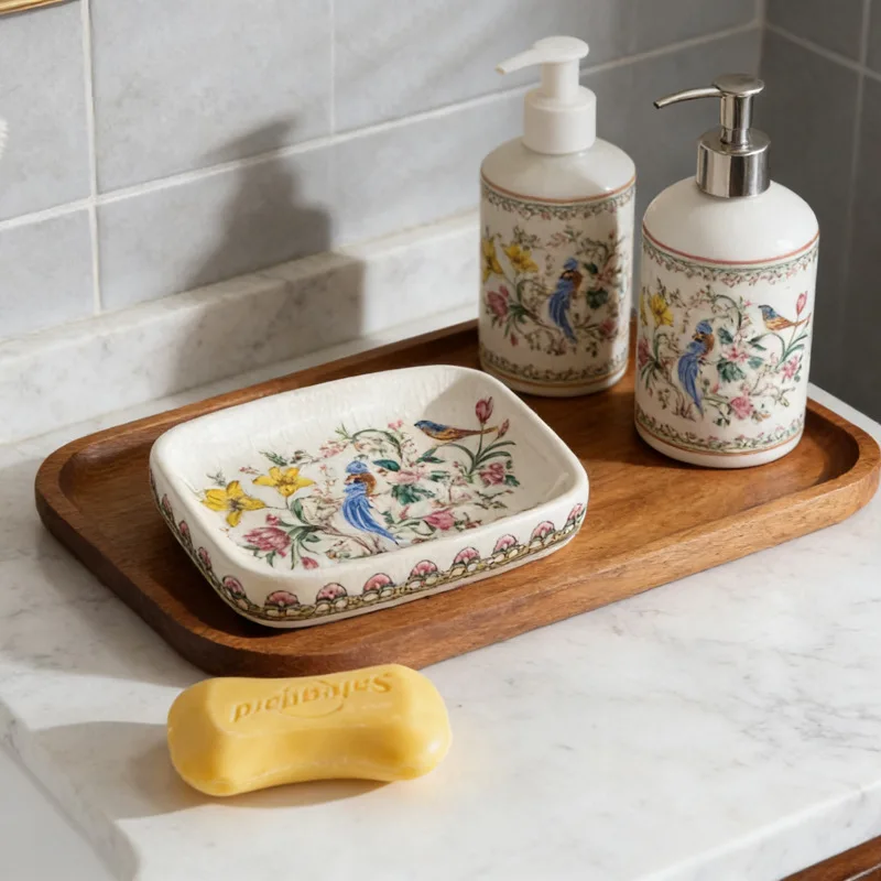 

Ceramic Soap Box European Light Luxury Creative Soap Box Drain American Bathroom Product Soap Holder Soap Dish