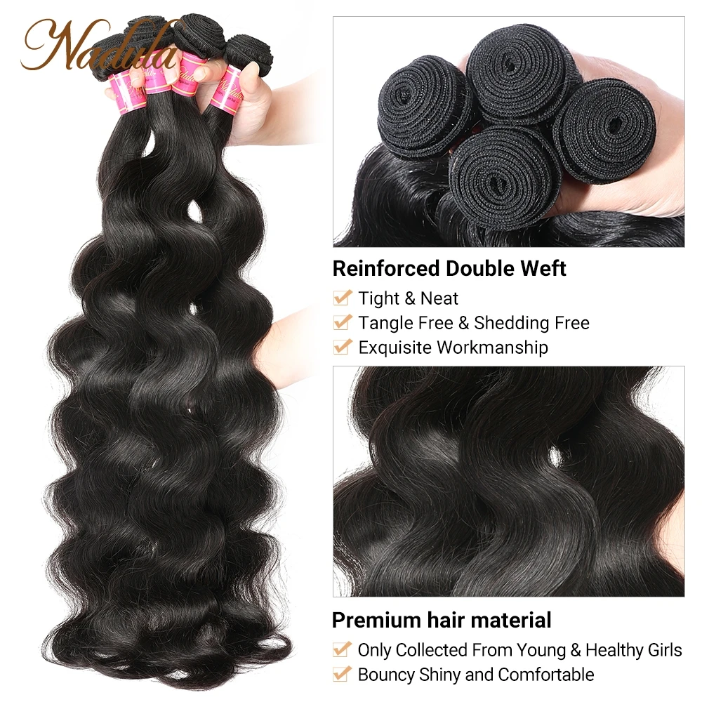Nadula Hair 28 Inch 30 Inch Long Brazilian Body Wave Hair 3 Bundles Brazilian Hair Weave Bundles 100% Remy Human Hair Body Wave image 4
